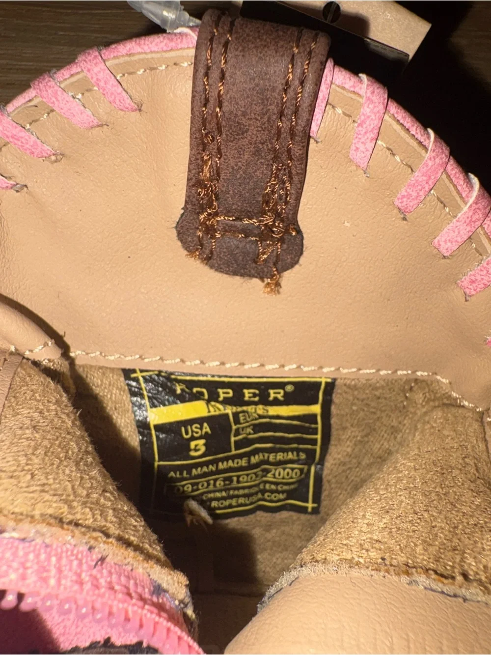 Roper Infant Pink & Brown Western Cowboy Boots Size 3 Baby Cowgirl NWT